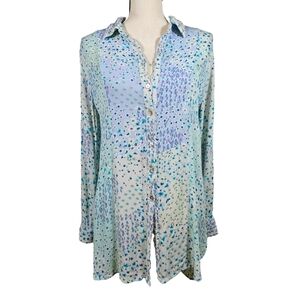 Hope Springs Long Sleeve Floral Patchwork Blouse, Blue/Green, Medium